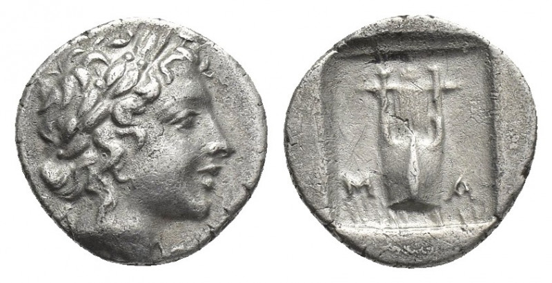 LYCIAN LEAGUE. Masikytes. AR Hemidrachm. (Circa 48-42 BC).
Obv: Laureate head o...