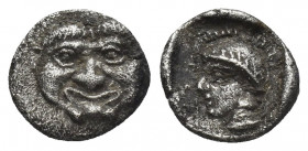 PISIDIA, Selge. (Circa 350-300 BC). AR Obol.
Obv: Facing gorgoneion.
Rev: Helmeted head of Athena left; all within incuse circle. .
HGC 6, 1452 (va...