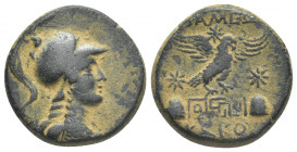 PHRYGIA. Apameia. (Circa 88-40 BC). Kokoy, magistrate. AE.
Obv: Helmeted bust of Athena right.
Rev: AΠΑΜΕΩN / KOKOY.
Eagle alighting right on maean...