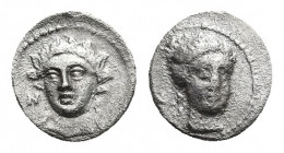 CILICIA. Nagidos. AR Obol (Circa 400-380 BC).
Obv: N. Head of Aphrodite facing slightly right.
Rev: N. Head of young Dionysos facing slightly left....