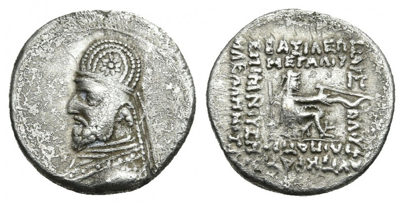 KINGS OF PARTHIA. Mithradates III (Circa 87-79 BC). AR, Drachm Rhagai.
Obv: Bus...