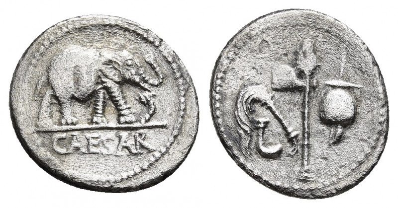 JULIUS CAESAR. AR, Denarius (49 BC). Military mint traveling with Caesar.
Obv: ...