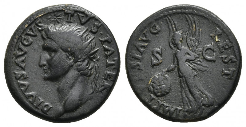 DIVUS AUGUSTUS (Died 14 AD). Dupondius. Rome. Restitution issue struck under Tit...
