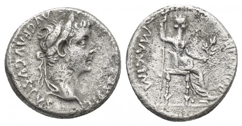 TIBERIUS (14-37 AD). AR, Denarius. "Tribute Penny" type. Lugdunum.
Obv: TI CAES...