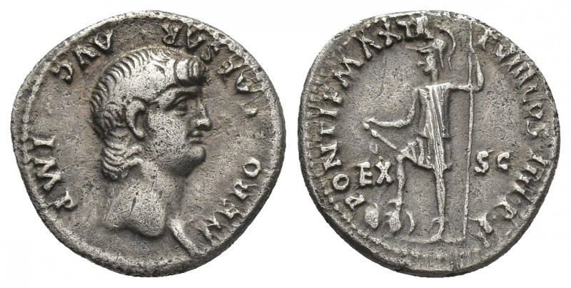 NERO (54-68 AD). AR, Denarius. Rome.
Obv: NERO CAESAR AVG IMP.
Bare head of Ne...
