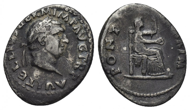 VITELLIUS (69 AD). AR, Denarius. Rome.
Obv: A VITELLIVS GERM IMP AVG TR P.
Lau...