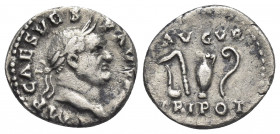 VESPASIAN (69-79). AR, Denarius. Rome.
Obv: IMP CAES VESP AVG [P M COS IIII].
Laureate head of Vespasian, right.
Rev: AVGVR / TRI POT.
Simpulum, s...