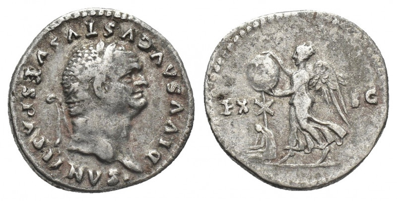 DIVUS VESPASIAN (Died 79 AD). AR, Denarius. Rome. "Judaea Capta" commemorative. ...
