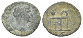 TRAJAN (98-117 AD). AE, Semis. Struck circa 98-102 AD. Rome.
Obv: Legend illegible.
Laureate bust of Trajan, right.
Rev: S C.
Agonistic gaming tab...