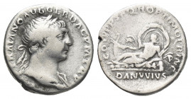 TRAJAN (98-117 AD). AR, Denarius. Rome.
Obv: [IMP] TRAIANO AVG GER DAC P M TR P.
Laureate bust of Trajan, right, draped on left shoulder.
Rev: COS ...