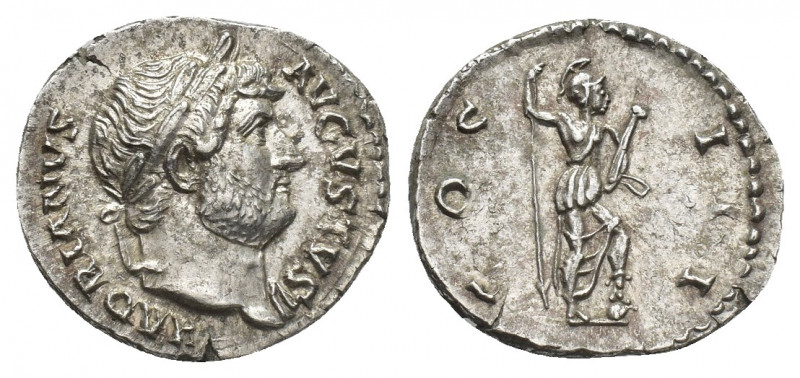 HADRIAN (117-138 AD). AR, Denarius. Rome.
Obv: HADRIANVS AVGVSTVS.
Laureate bu...
