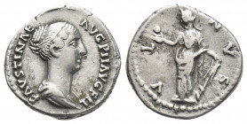 FAUSTINA II (Augusta, 147-175). Denarius. Rome.
Obv: FAVSTINAE AVG PII AVG FIL.
Draped bust of Faustina II; with hair waived and coiled on back of h...