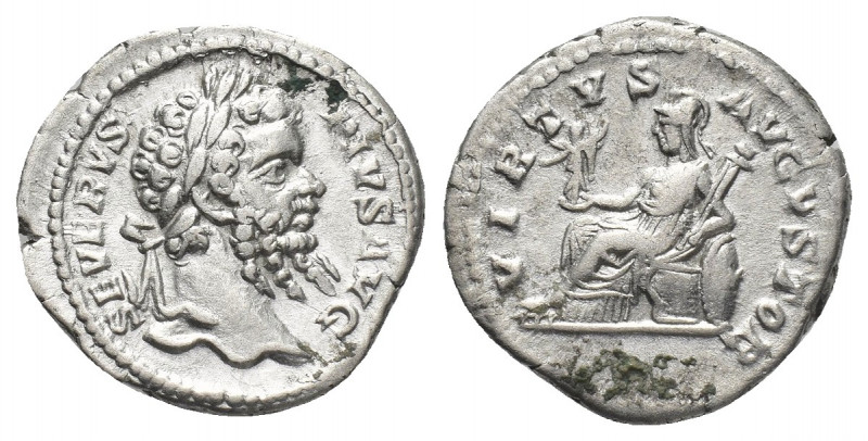 SEPTIMIUS SEVERUS (193-211AD). AR, Denarius. Rome.
Obv: SEVERVS PIVS AVG.
Laur...