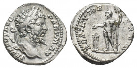 SEPTIMIUS SEVERUS (193-211 AD). AR, Denarius. Rome.
Obv: SEVERVS AVG PART MAX.
Laureate head of Septimius Severus, right.
Rev: RESTITVTOR VRBIS.
S...