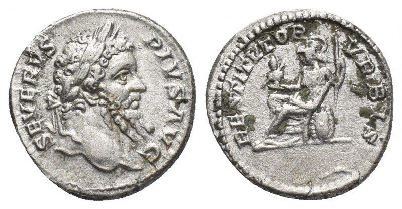 SEPTIMIUS SEVERUS (193-211 AD). AR, Denarius. Rome.
Obv: SEVERVS PIVS AVG.
Lau...