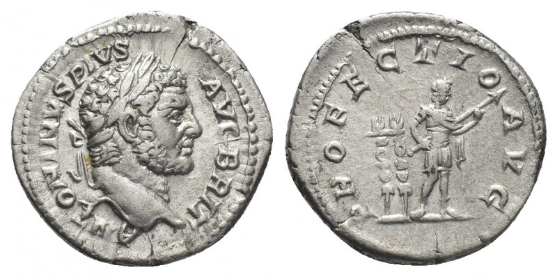 CARACALLA (198-217 AD). AR, Denarius. Rome.
Obv: ANTONINVS PIVS AVG BRIT.
Laur...