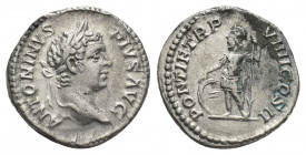 CARACALLA (198-217 AD). AR, Denarius. Rome.
Obv: ANTONINVS PIVS AVG.
Laureate head of Caracalla, right.
Rev: PONTIF TR P VIIII COS II.
Mars standi...