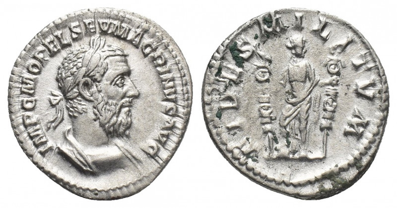 MACRINUS (217-218 AD). AR, Denarius. Rome.
Obv: IMP C M OPEL SEV MACRINVS AVG....