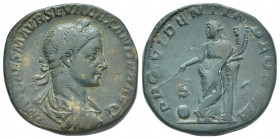 SEVERUS ALEXANDER (222-235 AD). AE, Sestertius. Rome.
Obv: IMP CAES M AVR SEV ALEXANDER AVG.
Laureate, draped and cuirassed bust of Severus Alexande...