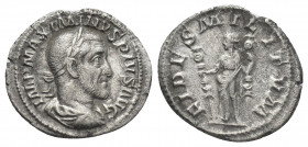 MAXIMINUS THRAX (235-238). AR, Denarius. Rome.
Obv: IMP MAXIMINVS PIVS AVG.
Laureate, draped and cuirassed bust right.
Rev: FIDES MILITVM.
Fides s...