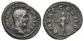 PUPIENUS (238). AR, Denarius. Rome.
Obv: IMP C M CLOD PVPIENVS AVG.
Laureate, draped and cuirassed bust right.
Rev: P M T R P CO S II P P.
Felicit...