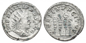 PHILIP I 'THE ARAB' (244–249 AD). Antoninianus. Rome.
Obv: IMP PHILIPPVS AVG.
Radiate, draped and cuirassed bust of the Arab, right.
Rev: FIDES EXE...