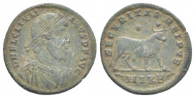 JULIAN II APOSTATA (360-363). Ae. Nicomedia.
Obv: D N FL CL IVLIANVS P F AVG.
Bust of Julian, pearl-diademed, draped, cuirassed, right.
Rev: SECVRI...