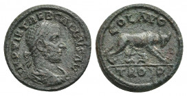 TROAS. Alexandria. Trebonianus Gallus (251-53). AE
Obv.: IMP VIB TREB GALLVS AV.
Laureate, draped and cuirassed bust of Gallus, right.
Rev.: COL AV...