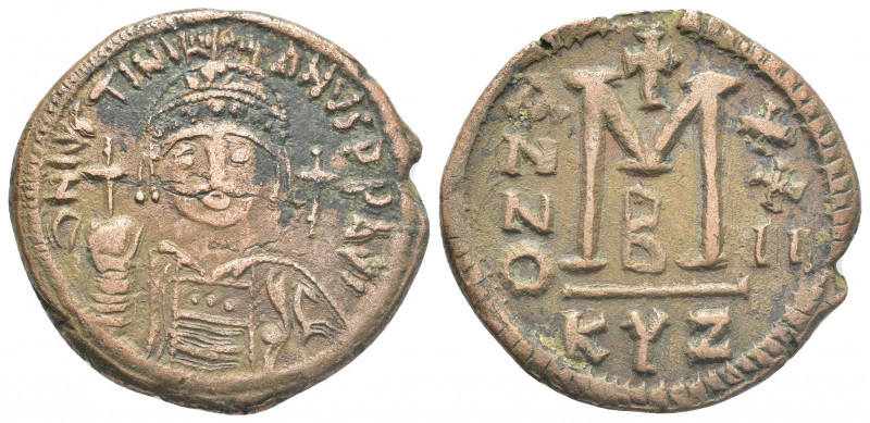 JUSTINIAN I (527-565 AD). Follis, Cyzicus. Dated RY 22 (548/9).
Obv: D N IVSTIN...