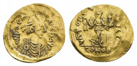 PHOCAS (602-610 AD). GOLD Semissis, Constantinople.
Obv: δ N FOCAS PЄR AVG.
Pearl diademed, draped and cuirassed bust of Phocas right.
Rev: VICTORI...