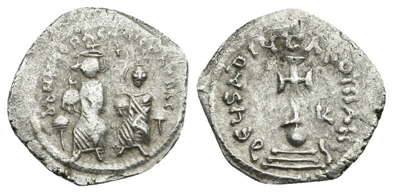 HERACLIUS with HERACLIUS CONSTANTINE (610-641 AD). Hexagram, Constantinople.
Ob...