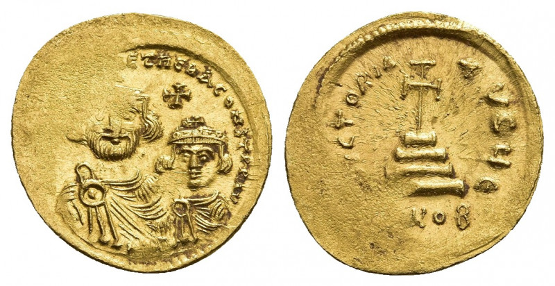 HERACLIUS with HERACLIUS CONSTANTINE (610-641 AD). GOLD Solidus, Constantinople....