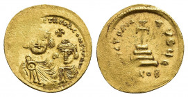 HERACLIUS with HERACLIUS CONSTANTINE (610-641 AD). GOLD Solidus, Constantinople.
Obv: [δδ NN ҺЄRACLIЧS] ЄT ҺЄRA CONST P P AV.
Crowned and draped fac...