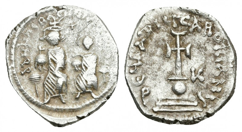 HERACLIUS with HERACLIUS CONSTANTINE (610-641AD). Hexagram, Constantinople.
Obv...