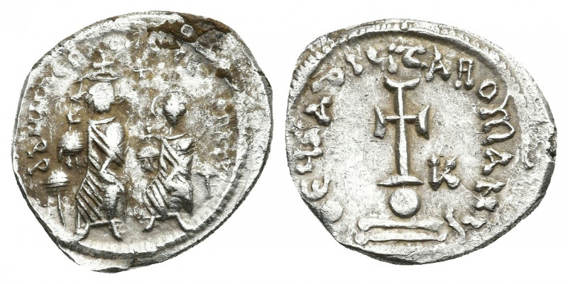 HERACLIUS with HERACLIUS CONSTANTINE (610-641 AD). Hexagram, Constantinople.
Ob...