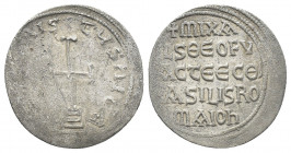 MICHAEL I RHANGABE with THEOPHYLACTUS (811-813 AD). Miliaresion, Constantinople.
Obv: [IҺSЧS XR]ISTЧS ҺIC[A].
Cross potent set upon three steps.
Re...