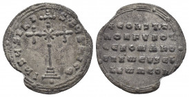 CONSTANTINE VII PORPHYROGENITUS with ROMANUS I (913-959 AD). Miliaresion, Constantinople.
Obv: IҺSUS XRISTUS ҺICA.
Cross crosslet, with saltire cros...
