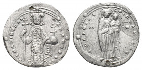 ROMANUS III ARGYRUS. (1028-1034 AD)

Obv: + ΠΑΡΘЄΝЄ CΟΙ ΠΟΛVΑΙΝЄ.
The Theotokos Hodegetria standing facing on daïs, holding Holy Infant; triple lin...