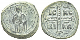 ANONYMOUS FOLLES. Class C. Attributed to Michael IV (1030-1050 AD). Constantinople.
Obv: + EMMA[NOVHΛ] / IC - XC.
Half-length figure of Christ stand...