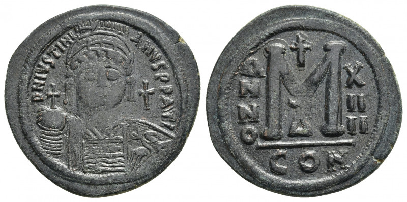 JUSTINIAN I. (527-565 AD). Follis, Constantinople. Dated RY 14 (540/1)
Obv: D N...