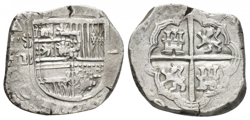 Spain, Reales.
Obs: Legend illegible.
Crowned Habsburg coat-of-arms; Mintmark ...