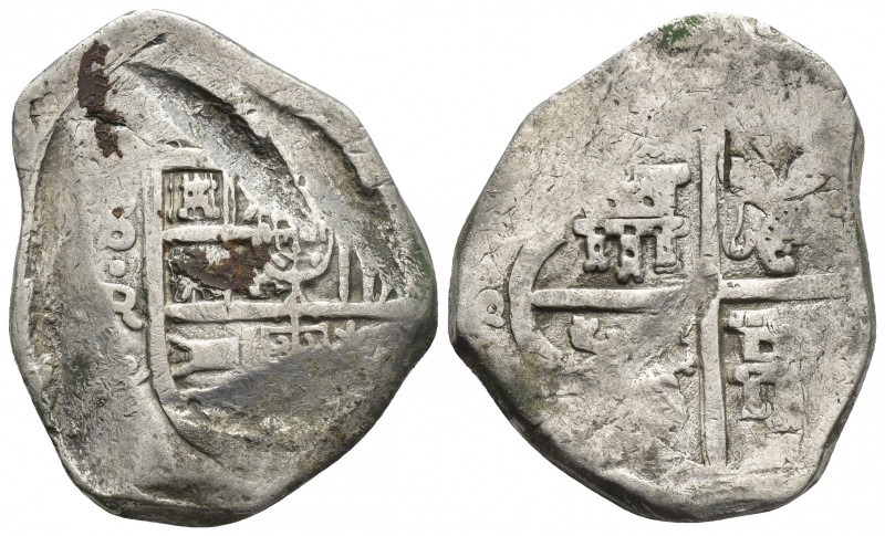 Spain, Reales.
Obs: Legend illegible.
Crowned Habsburg coat-of-arms; Mintmark ...