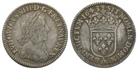 LOUIS XIII “THE SUN KING” (1610-1643 AD). 1/12 Ecu, Paris. Dated 1643.
Obv: LVDOVICVS. XIII. D. G. FR. ET. NAV. REX.
Laureate, draped and armored bu...