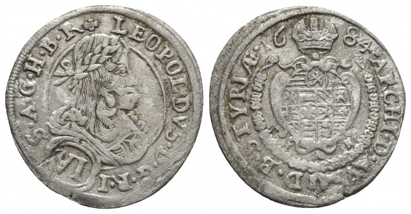 LEOPOLD I (1658-1705 AD). 6 Kreuzer, Graz. Dated 1684.
Obv: LEOPOLDVS D G R I S...