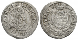LEOPOLD I (1658-1705 AD). 6 Kreuzer, Graz. Dated 1684.
Obv: LEOPOLDVS D G R I S A G H B RE.
Laureate, draped and armored bust right.
Rev: ARCHI D A...