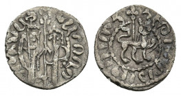 HETOUM I AND ZABEL (1226-1270 AD). Tram,
Obv: Zabel and Hetoum standing facing one another, each crowned with head facing and holding long cross betw...