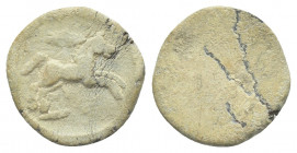 PB Roman Lead tessera (2nd-3th century).
Obv: Horse leaping r., palm branch above.
Rev: Blank
Cf. Numismatik Lanz, bs1429, April 2013.
Condition: ...