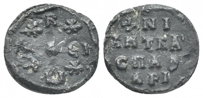 PB Byzantine lead seal. Niketas, imperial protospatharios (10th century).
Obv: ...