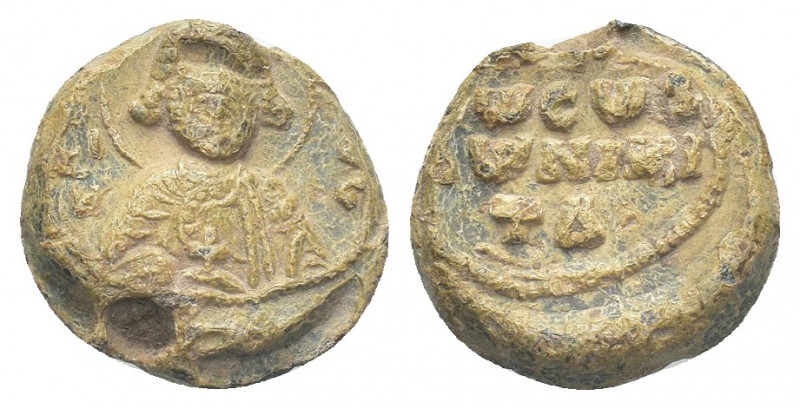 PB Byzantine lead seal. Seal of Niketas (11th century).
Obv: Half-length of St ...