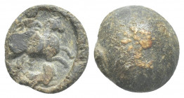 PB Roman lead seal (c. 3th-4th century AD).
Obv: Horseman galloping r.; below uncertain animal.
Rev: Blank, domed.
Condition:
Weight: 4.26 g.
Dia...